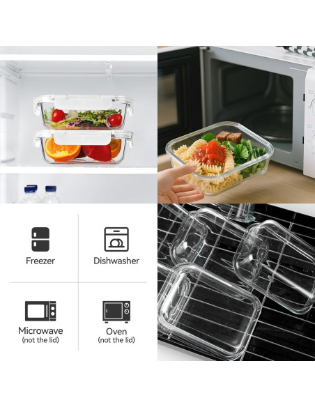 BAYZZ 10 Envases de Vidrio 650 ml con Tapas Herméticas Blancos BAYZZ 10 Envases de Vidrio 650 ml con Tapas Herméticas Blancos