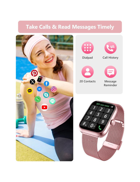 Reloj Inteligente KALINCO Rosa Pastel 44mm con Alexa y Fitness Reloj Inteligente KALINCO Rosa Pastel 44mm con Alexa y Fitness