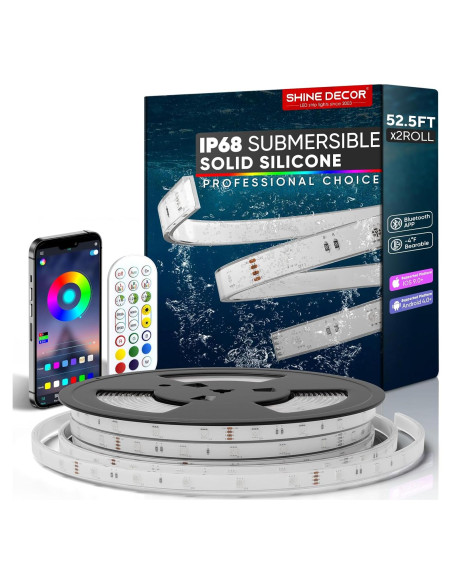 Tira LED RGB 16M Shine Decor IP68 Control Remoto APP Tira LED RGB 16M Shine Decor IP68 Control Remoto APP