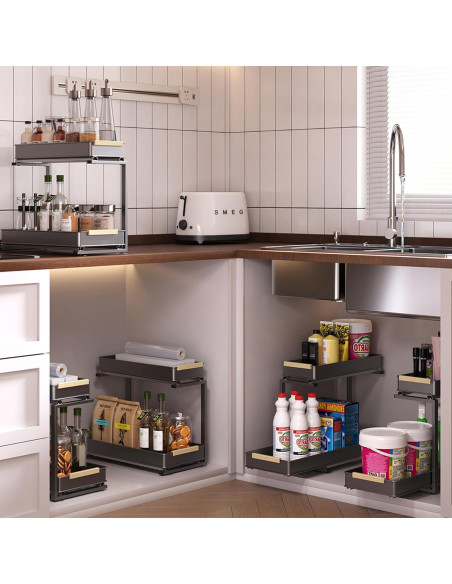 Organizador Bajo Fregadero AndUp 2 Niveles Gris 40.64x19.81x35.56 cm Organizador Bajo Fregadero AndUp 2 Niveles Gris 40.64x19.81x35.56 cm