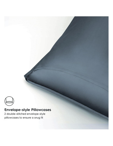 Juego de Fundas de Almohada Tafts Queen 100% Viscosa Bambú Azul