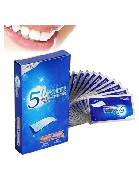 Tiras Blanqueadoras de Dientes 5D Pujiang - Sensibilidad Reducida Tiras Blanqueadoras de Dientes 5D Pujiang - Sensibilidad Reducida