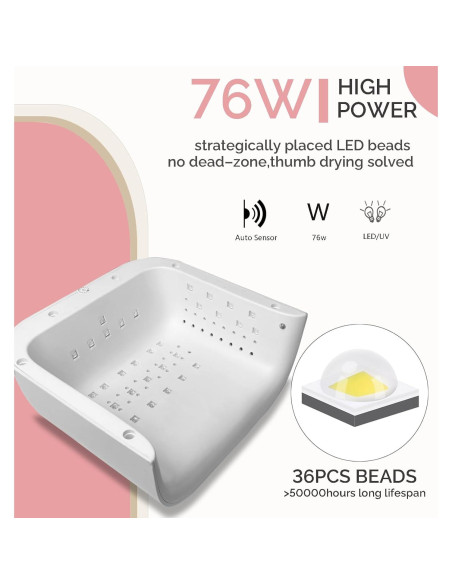 Secador de Uñas LED UV OBEEGOO 76W con Sensor y Pantalla LCD Secador de Uñas LED UV OBEEGOO 76W con Sensor y Pantalla LCD