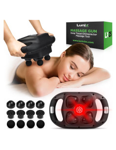 Pistola de Masaje Profesional Lunix LX25 con Luz Roja 4 Cabezas