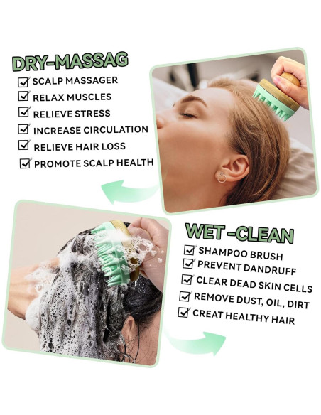 Cepillo de Masaje para Cuero Cabelludo Xrrzssq Verde 7.6cm