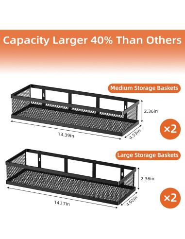 Estante de Especias Umomi Montado en Pared, Paquete de 4, Negro