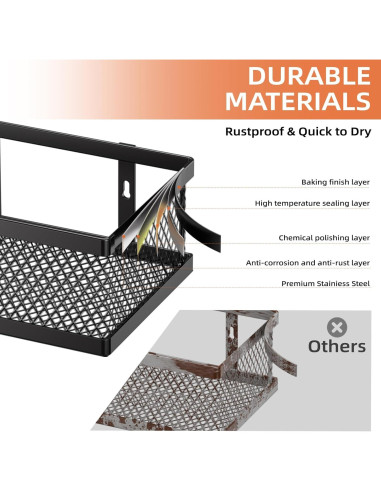 Estante de Especias Umomi Montado en Pared, Paquete de 4, Negro