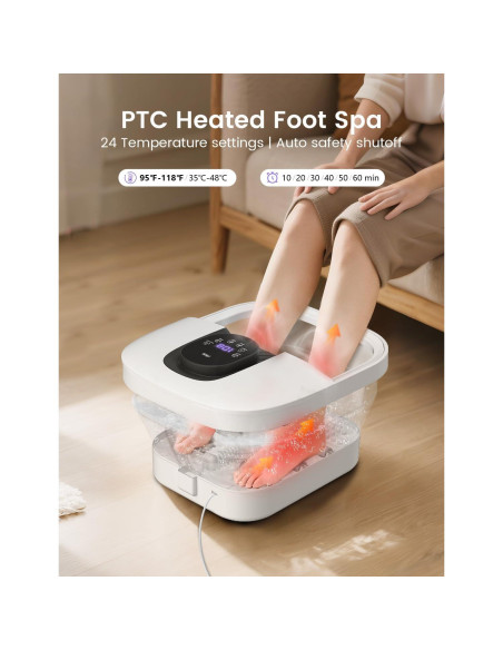 Spa de pies RIKE plegable con calor y burbujas, 6 rodillos Spa de pies RIKE plegable con calor y burbujas, 6 rodillos