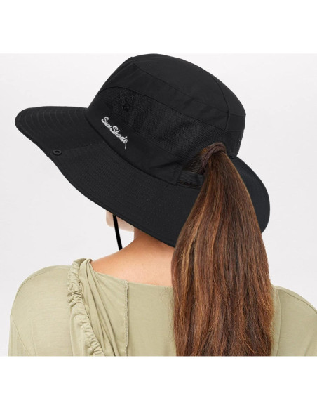 Sombrero de Sol Plegable para Mujeres con Protección UV Negro Sombrero de Sol Plegable para Mujeres con Protección UV Negro