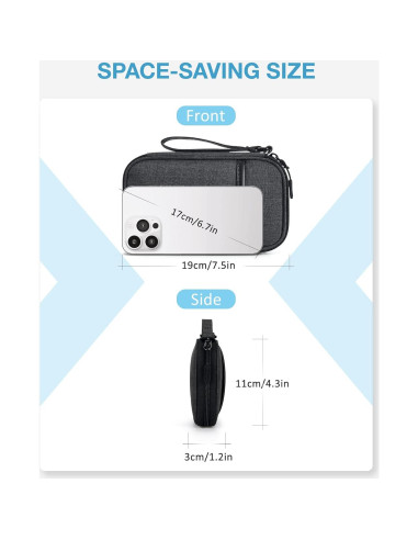 Organizador de Cables BAGSMART Negro 19x11 cm para Viaje