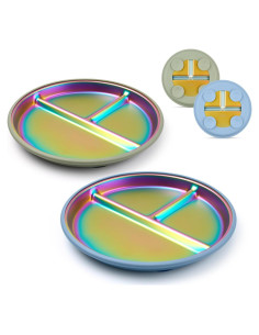 Platos para Niños Coinicxcel Acero Inoxidable Arcoíris 22.86 cm 2pcs