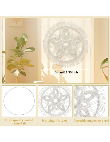 Kit de Macramé BEUNITONE para Principiantes - Colgante de Pared DIY