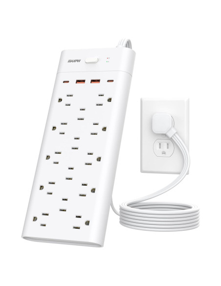 Regleta de Enchufes Maxpw 6 pies 14 Salidas 4 USB Blanco Regleta de Enchufes Maxpw 6 pies 14 Salidas 4 USB Blanco
