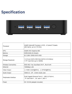 Mini PC COOFUN GK41 8GB DDR4 128GB SSD Doble LAN 2