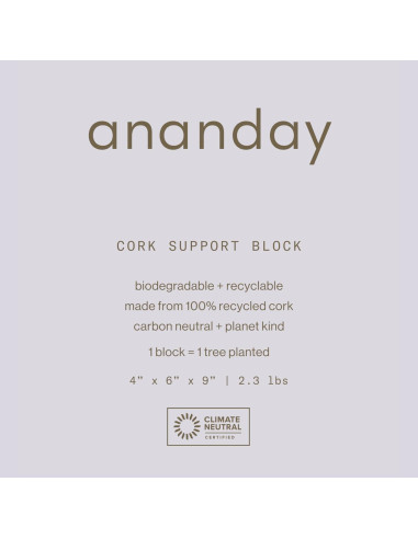 Bloque de Yoga de Corcho ANANDAY - Antideslizante y Ecológico