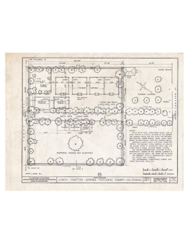 Mapa Vintage Tumbas Cementerio Judío Sonora 35.56x27.94cm