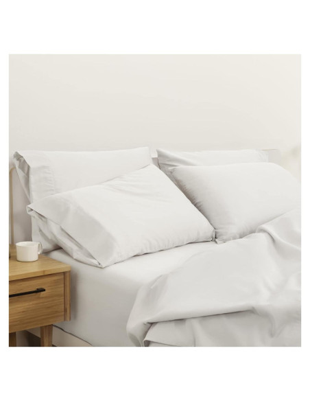 Juego de Sábanas Percale Casper Rey California 100% Algodón Blanco Juego de Sábanas Percale Casper Rey California 100% Algodón Blanco
