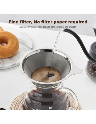Filtros de café YOLIFE Pour Over 2 Pcs Acero Inoxidable Reutilizables
