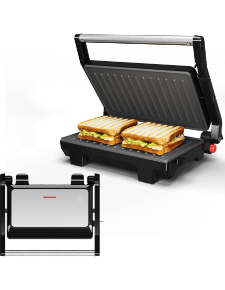 Prensa Panini Eléctrica SUNVIVI 1000W Doble Cara Antiadhesiva Prensa Panini Eléctrica SUNVIVI 1000W Doble Cara Antiadhesiva
