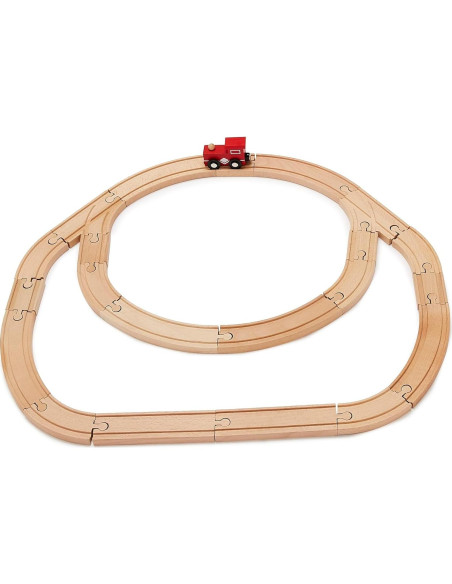 Set de Construcción de Ferrocarril de Madera Amazon Basics 65 Piezas Set de Construcción de Ferrocarril de Madera Amazon Basics 65 Piezas