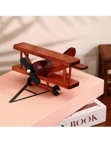 Avión de madera vintage DECHOUS 13.3x12.9x7 cm