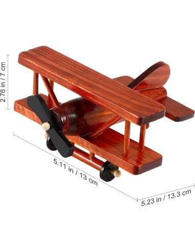 Avión de madera vintage DECHOUS 13.3x12.9x7 cm