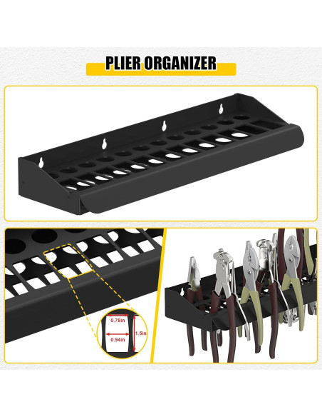 Organizador de Herramientas de Montaje en Pared Movetility, 2 Estantes, Negro Organizador de Herramientas de Montaje en Pared Movetility, 2 Estantes, Negro