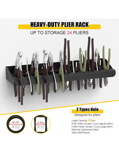 Organizador de Herramientas de Montaje en Pared Movetility, 2 Estantes, Negro