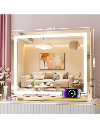 Espejo de tocador LED Batuso 58x46 cm con aumento 10X