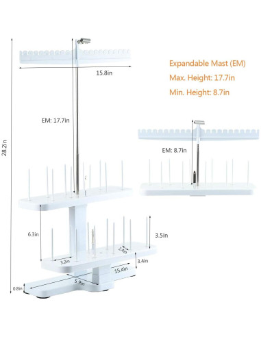 Soporte de Hilo de 20 Conos Sew Tech Ajustable para Bordar