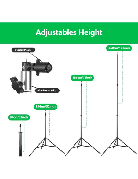 Soporte de Clip y Trípode de Luz Hahawalker 2.6m Ajustable Soporte de Clip y Trípode de Luz Hahawalker 2.6m Ajustable