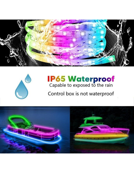 Luces de tira LED Vbakor 10m RGB impermeables para barco Luces de tira LED Vbakor 10m RGB impermeables para barco