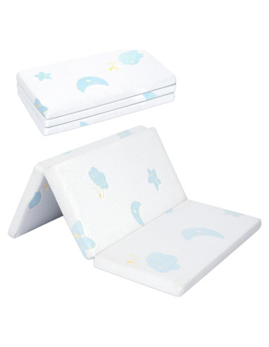 Colchón Trifold Portátil Ressainic para Pack and Play 96.5x66 cm