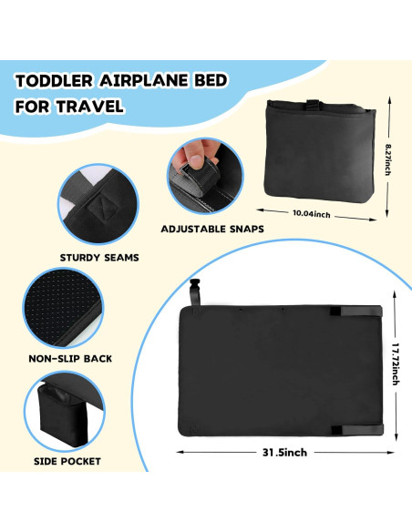 Cama de avión para niños Trekbabe - Extensor de asiento negro Cama de avión para niños Trekbabe - Extensor de asiento negro