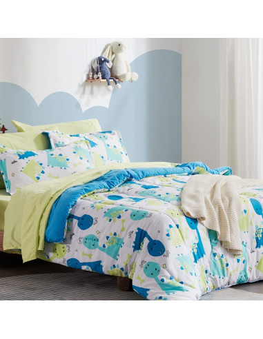 SLEEP ZONE Juego de Ropa de Cama Twin Dino Lindo - Suave y Duradero