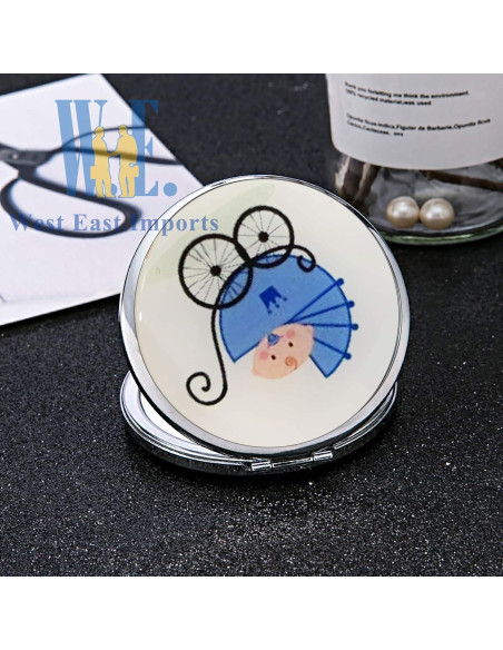 Espejos Compactos Doble Cara WE Azul 12pcs para Baby Shower Espejos Compactos Doble Cara WE Azul 12pcs para Baby Shower