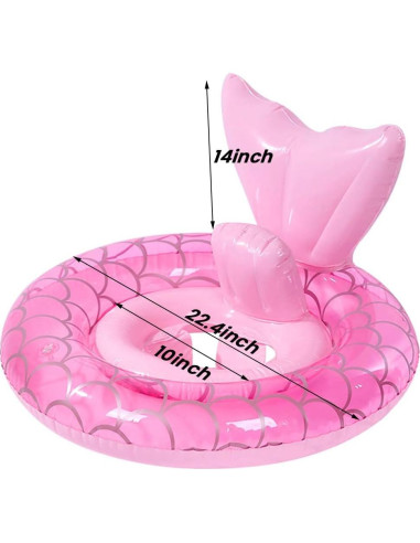 Flotador de Piscina Inflable UMBWORLD Sirena Rosa 0-8 Años