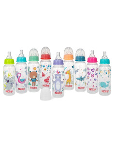 Botella Estándar Nuby 240 ml con Pezón Flujo Medio Libre BPA