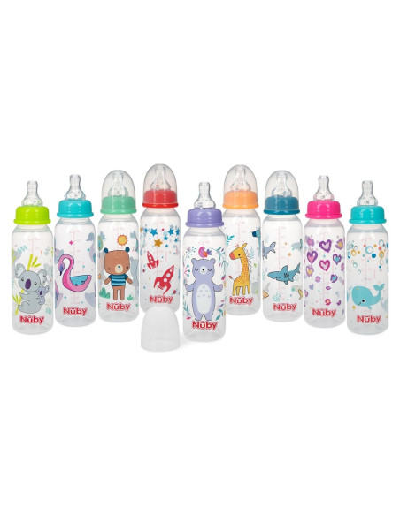 Botella Estándar Nuby 240 ml con Pezón Flujo Medio Libre BPA Botella Estándar Nuby 240 ml con Pezón Flujo Medio Libre BPA