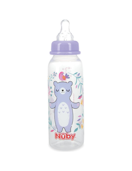 Botella Estándar Nuby 240 ml con Pezón Flujo Medio Libre BPA Botella Estándar Nuby 240 ml con Pezón Flujo Medio Libre BPA