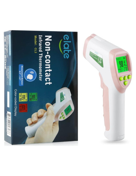 Termómetro Digital Infrarrojo Elate Rosa Sin Contacto Grado Médico Termómetro Digital Infrarrojo Elate Rosa Sin Contacto Grado Médico