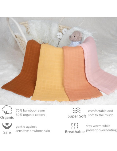 Manta de Muselina Meracorallo 120x120 cm Marrón Suave y Transpirable