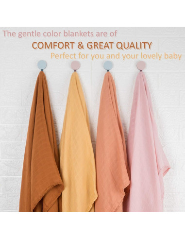 Manta de Muselina Meracorallo 120x120 cm Marrón Suave y Transpirable