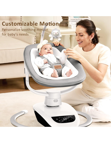 Columpio Eléctrico para Bebés Angelbliss 3D Gris, 6 Movimientos Columpio Eléctrico para Bebés Angelbliss 3D Gris, 6 Movimientos