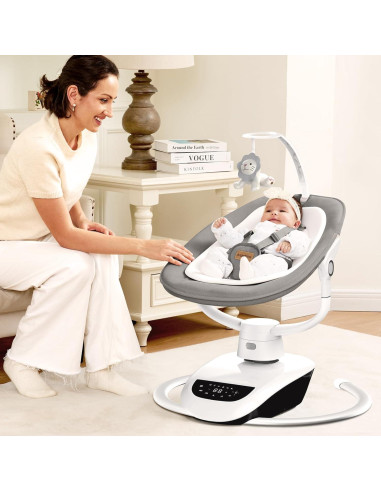 Columpio Eléctrico para Bebés Angelbliss 3D Gris, 6 Movimientos