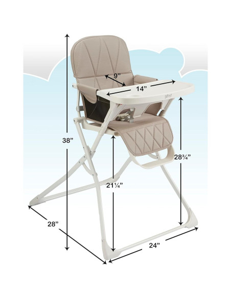 Silla Alta Plegable Primo Taupe para Bebé 6-36 Meses Silla Alta Plegable Primo Taupe para Bebé 6-36 Meses