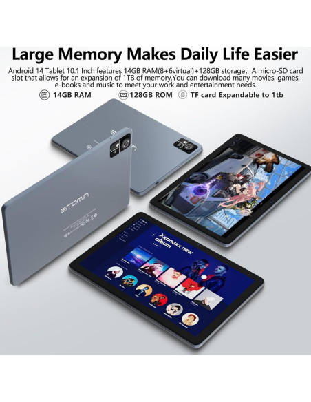 Tablet EITOMIN D106 10" Android 14 14GB RAM 128GB 4G LTE Tablet EITOMIN D106 10" Android 14 14GB RAM 128GB 4G LTE