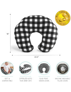 Cojín de Lactancia The Peanutshell Cuadros Blanco y Negro 2