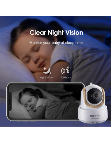 Monitor de Bebé Nannio Connect 5" HD WiFi, Audio Bidireccional