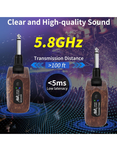 Transmisor y Receptor Inalámbrico AKLOT para Guitarra 5.8GHz Transmisor y Receptor Inalámbrico AKLOT para Guitarra 5.8GHz